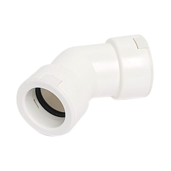 Merev csőhöz 45'-os könyök idom pvc 25mm fehér