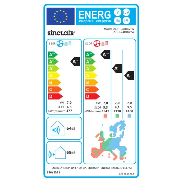 SINCLAIR  SPECTRUM PLUS ASH-24BIS2/W 7,1 KW Fehér
