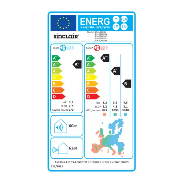 SINCLAIR MARVIN SIH + SOH-12BIM 3,5 KW Tengerészkék