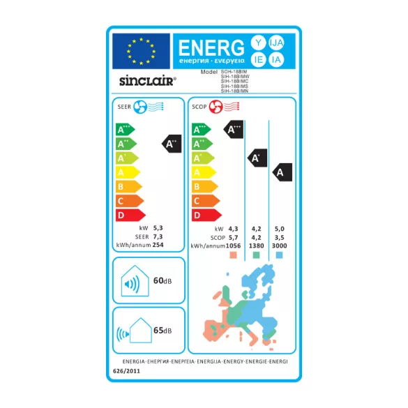 SINCLAIR MARVIN SIH + SOH-18BIM 5,3 KW Tengerészkék