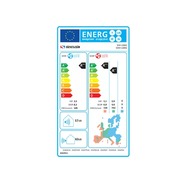 SINCLAIR GALAXIS SIM + SOM-12BIG 3,5 KW Fehér